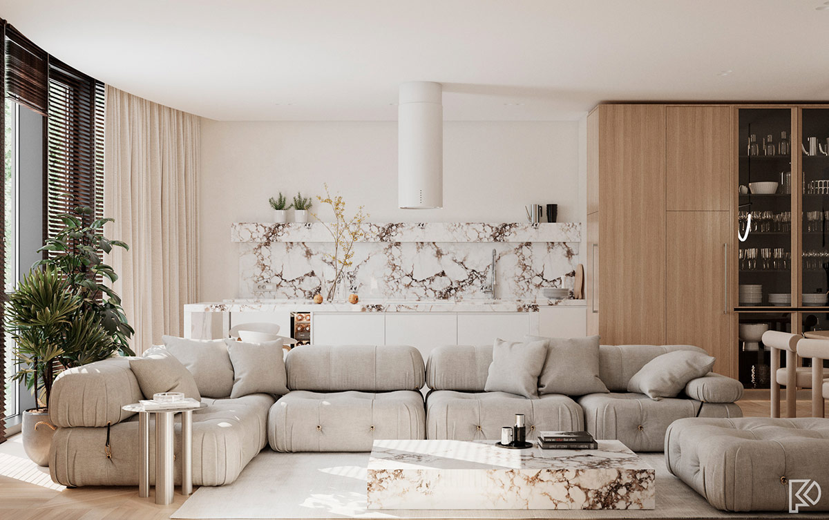 Cozy minimalist interior with sunlight
