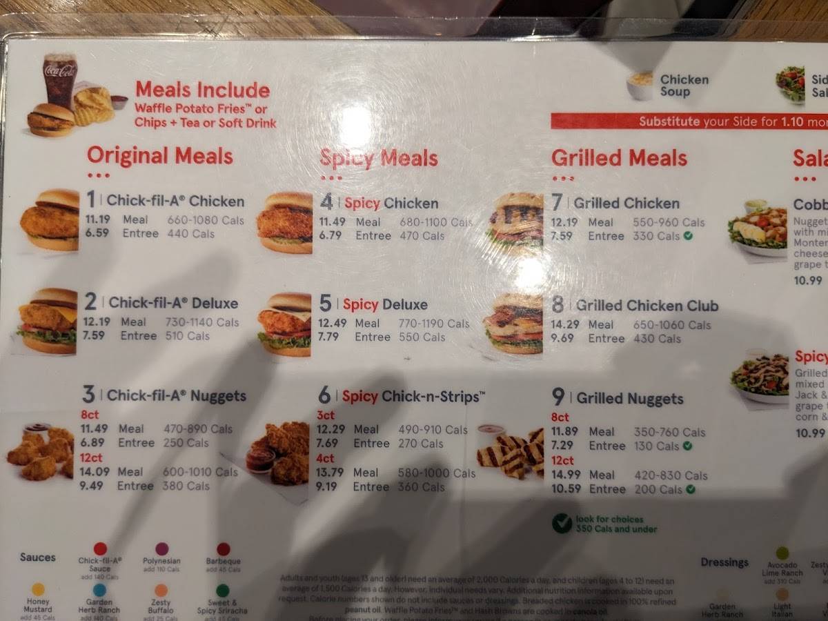 chick fil a menu prices